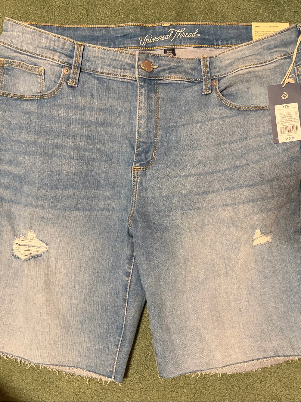 Universal Thread Light Blue Boyfriend Denim Shorts with Distressed Details